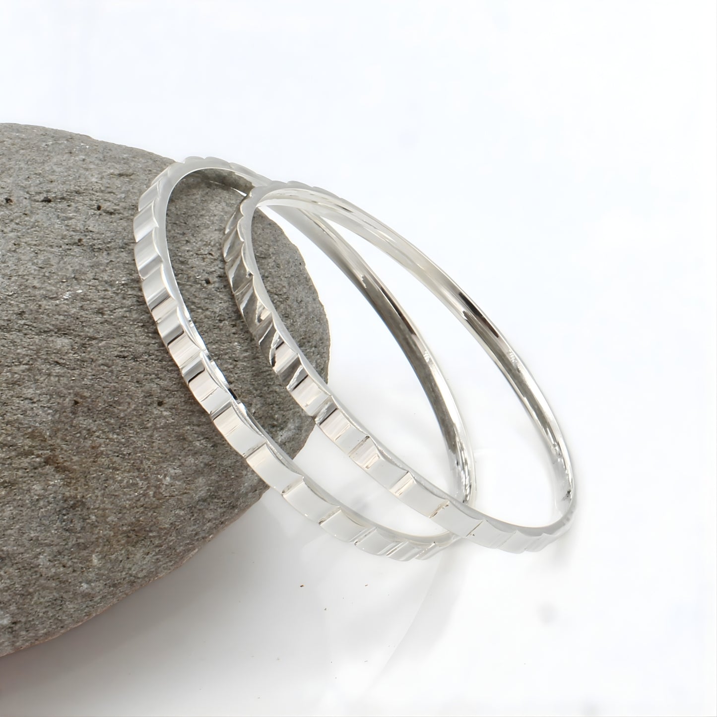 999 Pure Silver women Tills Cutting style Bangles Bracelet (Kangan) Pair - 5.8 CM