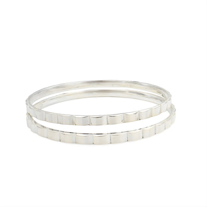 999 Pure Silver women Tills Cutting style Bangles Bracelet (Kangan) Pair - 5.8 CM