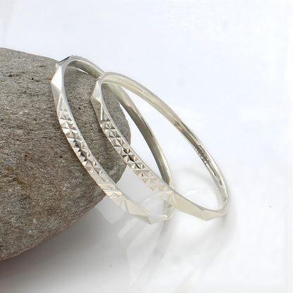 999 Pure Silver women gifting Bangles Bracelet (Kangan) Pair - 5.5 CM