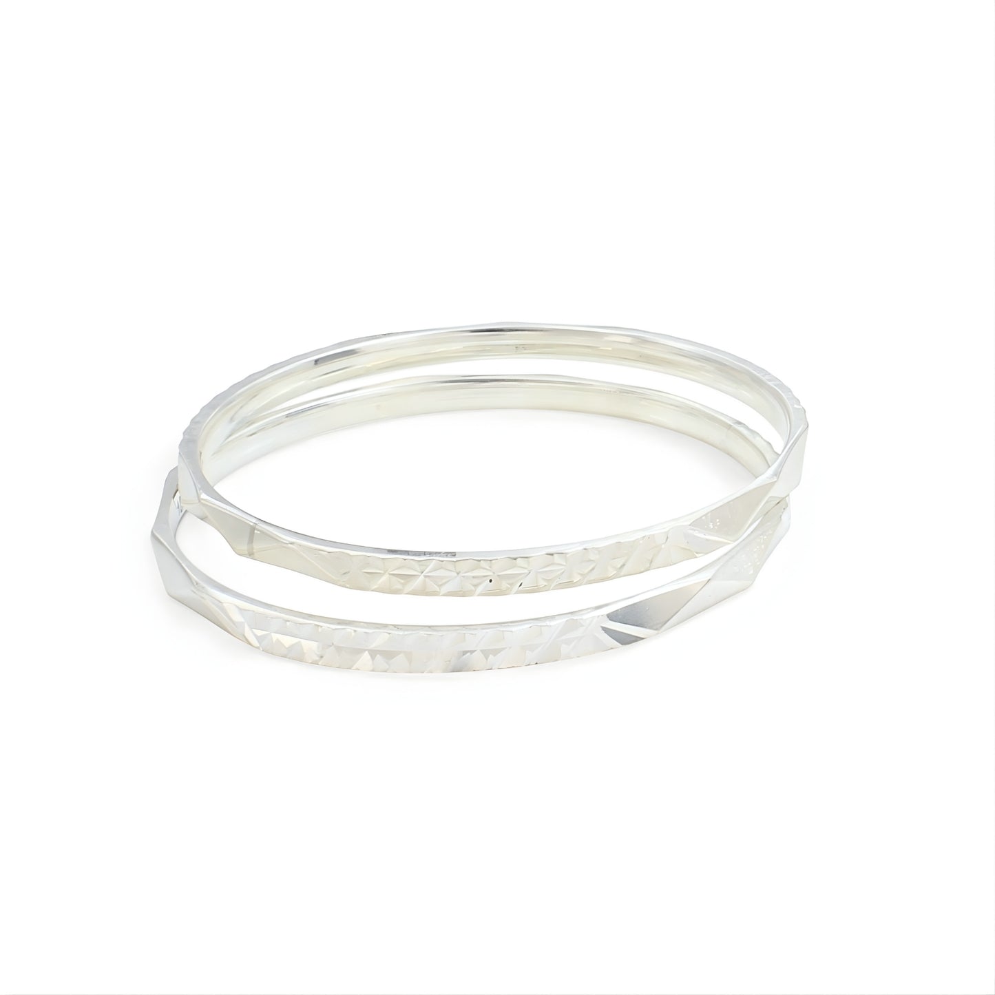 999 Pure Silver women gifting Bangles Bracelet (Kangan) Pair - 5.5 CM