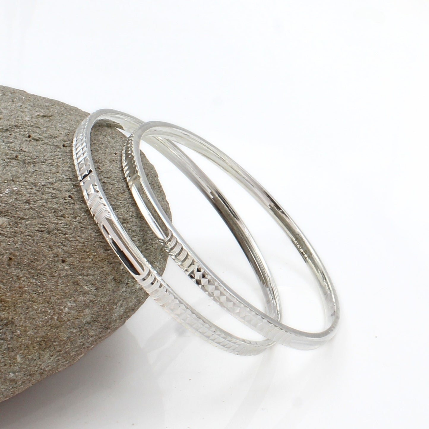 Intricate Cutouts 999 Pure Silver women Bangles Bracelet (Kangan) Pair - 5.8 CM