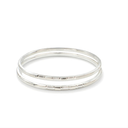 999 Pure Silver women daily wear Bangles Bracelet (Kangan) Pair - 5.7 CM
