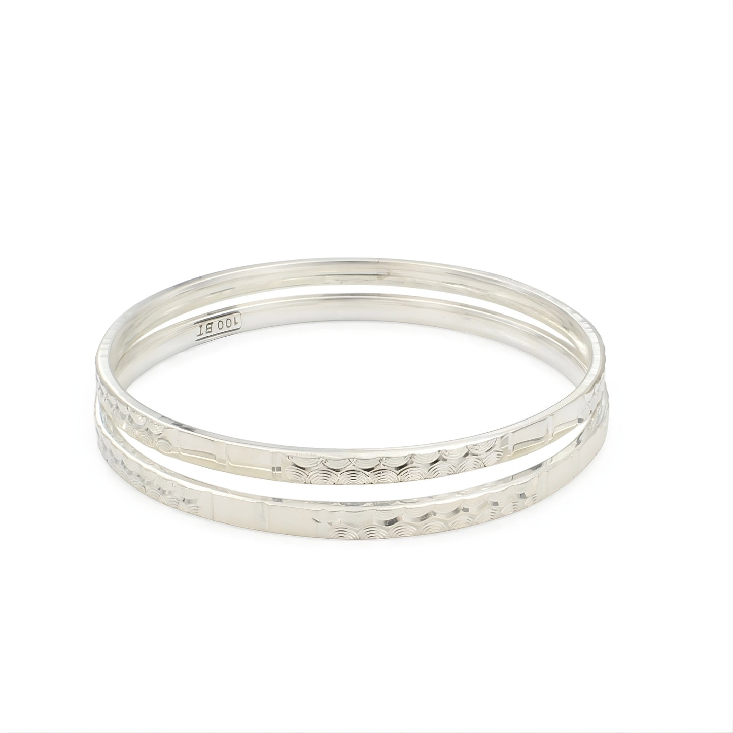High-shine 999 Pure Silver Women Bangles Bracelet (Kangan) Pair - 5.8 CM