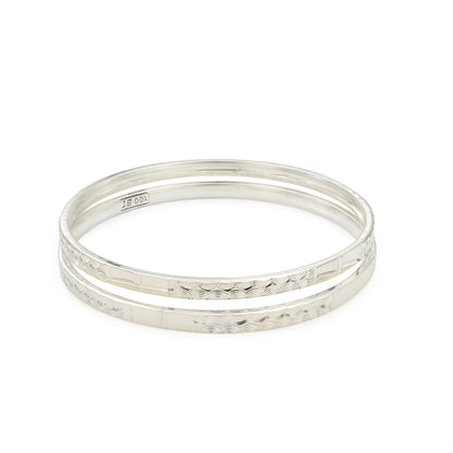 High-shine 999 Pure Silver Women Bangles Bracelet (Kangan) Pair - 5.8 CM