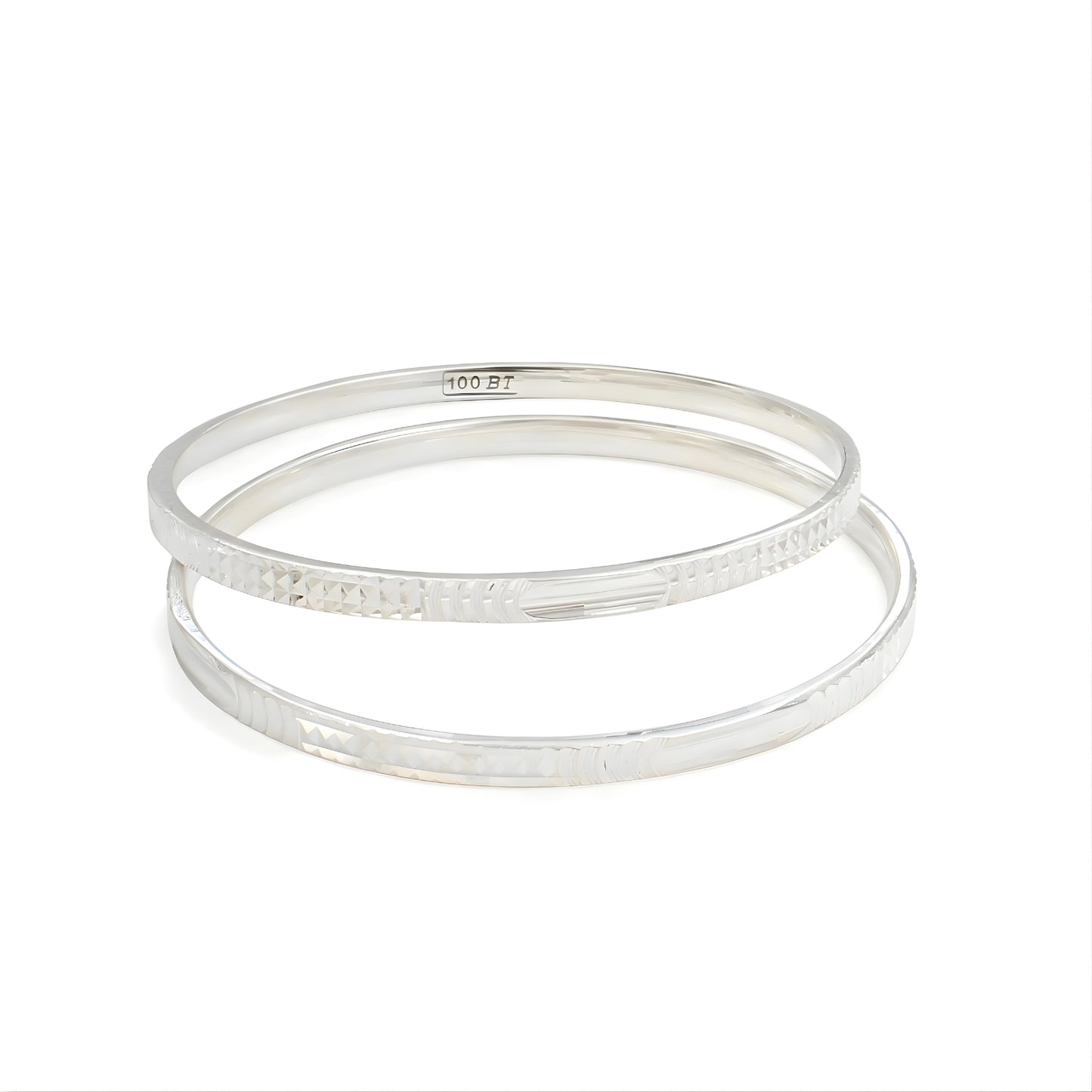 Intricate Cutouts 999 Pure Silver women Bangles Bracelet (Kangan) Pair - 5.8 CM