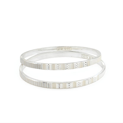 Beautiful 999 Pure Silver women Bangles Bracelet (Kangan) Pair - 6.4 CM
