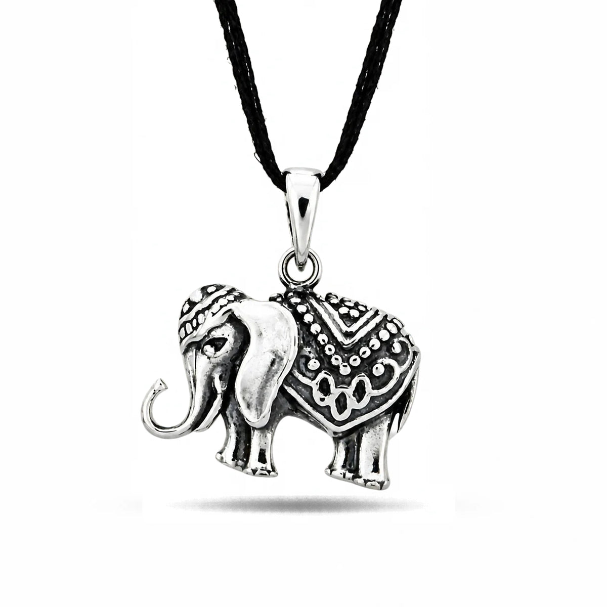Graceful Elephant 925 Sterling Silver Oxidized Pendant