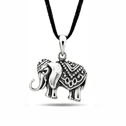 Graceful Elephant 925 Sterling Silver Oxidized Pendant