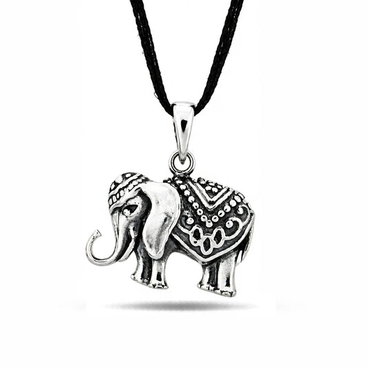 Graceful Elephant 925 Sterling Silver Oxidized Pendant