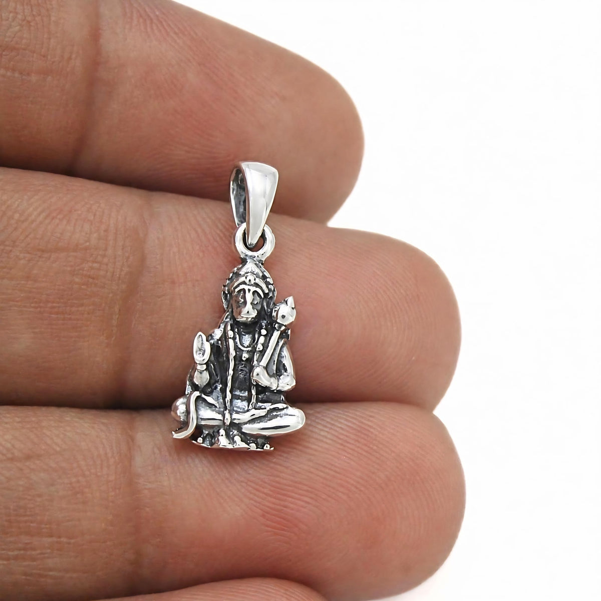 Sacred Hanuman Yogasana 925 Sterling Silver Oxidized Pendant