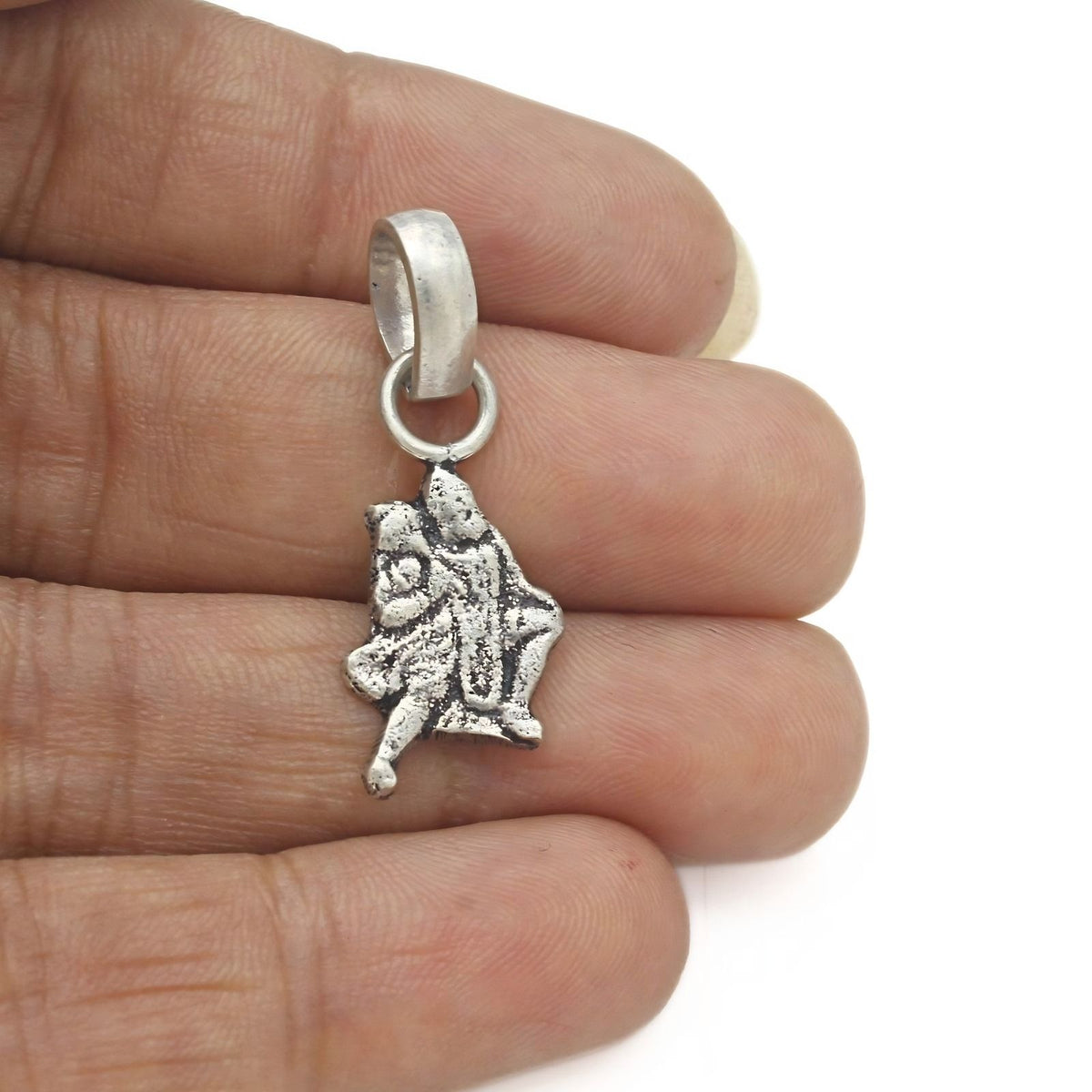 Real Silver Flying Hanuman Ji Pendant – Antique Oxidized Religious Jewelry