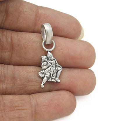 Real Silver Flying Hanuman Ji Pendant – Antique Oxidized Religious Jewelry
