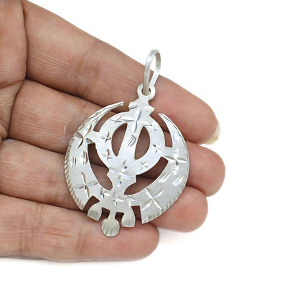 Real Sterling Silver Sikh Khanda Pendant – Religious Symbol Jewelry