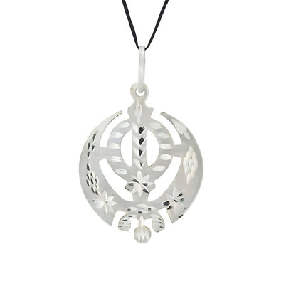 Elegant Real Silver Traditional Khanda Sahib Religious Charm Pendant