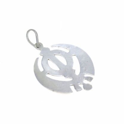 Elegant Real Silver Traditional Khanda Sahib Religious Charm Pendant