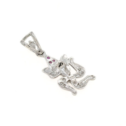 Real Silver Pink CZ Lord Ganpati Pendant for Chain – Spiritual Devotional Jewelry