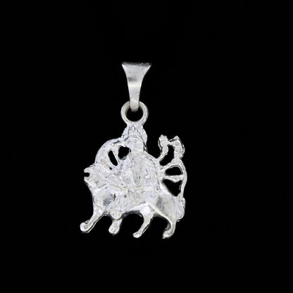 Real Silver Maa Durga Face Charm Pendant – Sacred Religious Jewelry