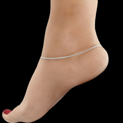 925 Sterling Silver women snake Chain Anklet Pair 10"