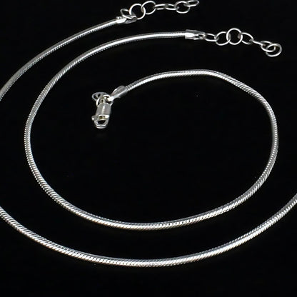925 Sterling Silver women snake Chain Anklet Pair 10"