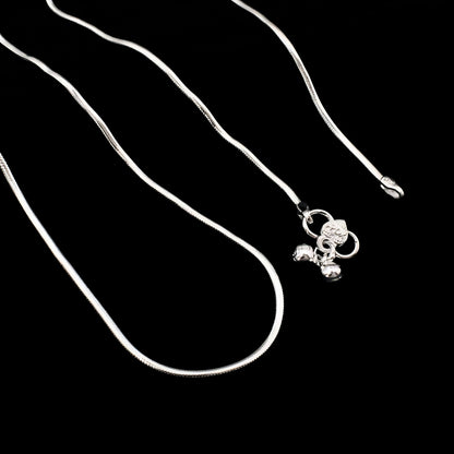 Beach Wear Flat Snake Pattern Silver Payal Anklet