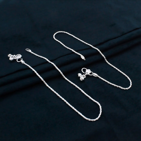 Daily Wear Real Silver Chain Anklet Payal for Girls & Women