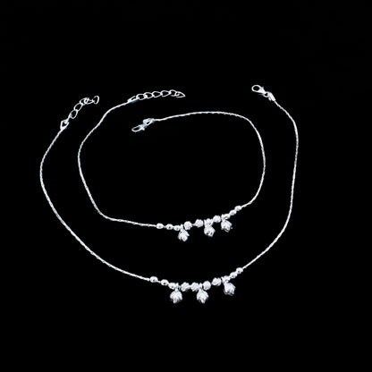 Boho Style Real Silver Payal Anklet Pair