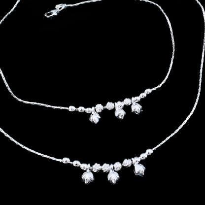 Boho Style Real Silver Payal Anklet Pair
