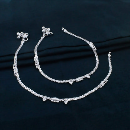Traditional Real Silver Payal Anklet for Women - Pair