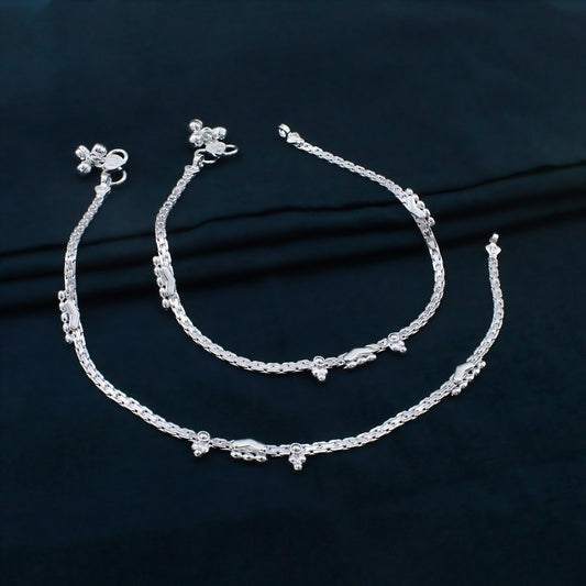 Traditional Real Silver Payal Anklet for Women - Pair