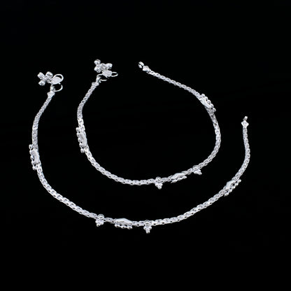 Traditional Real Silver Payal Anklet for Women - Pair