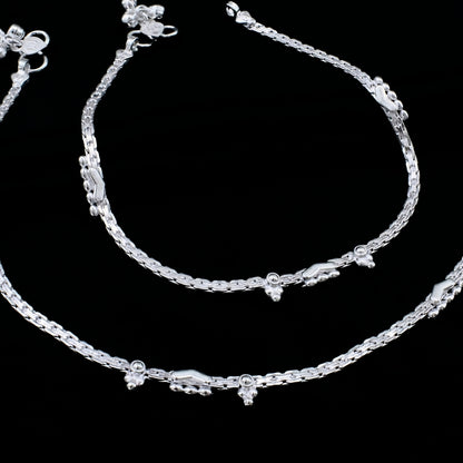 Traditional Real Silver Payal Anklet for Women - Pair