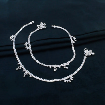 Real Silver Party Wear Chandi Ki Jhanjhar Anklet for Women - 10.3 in