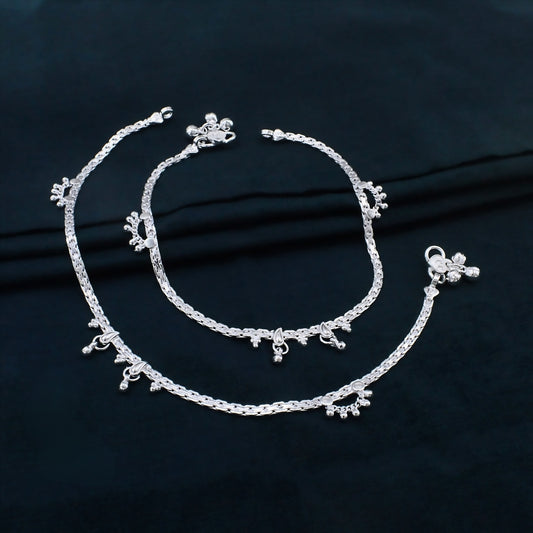 Real Silver Party Wear Chandi Ki Jhanjhar Anklet for Women - 10.3 in