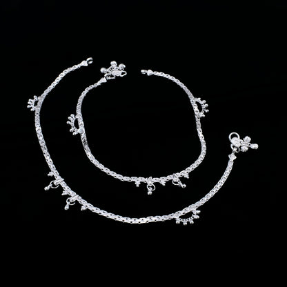 Real Silver Party Wear Chandi Ki Jhanjhar Anklet for Women - 10.3 in