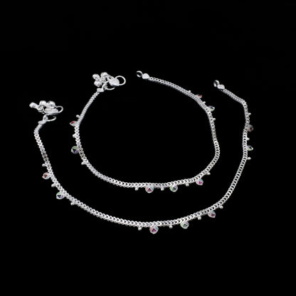 Real Silver Chandi Ki Meenakari Payal Anklet for Women - 10.3 in