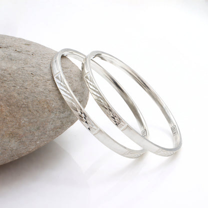 Trendy 999 Pure Silver Women Bangles Bracelet (Kangan) Pair - 5.8 CM