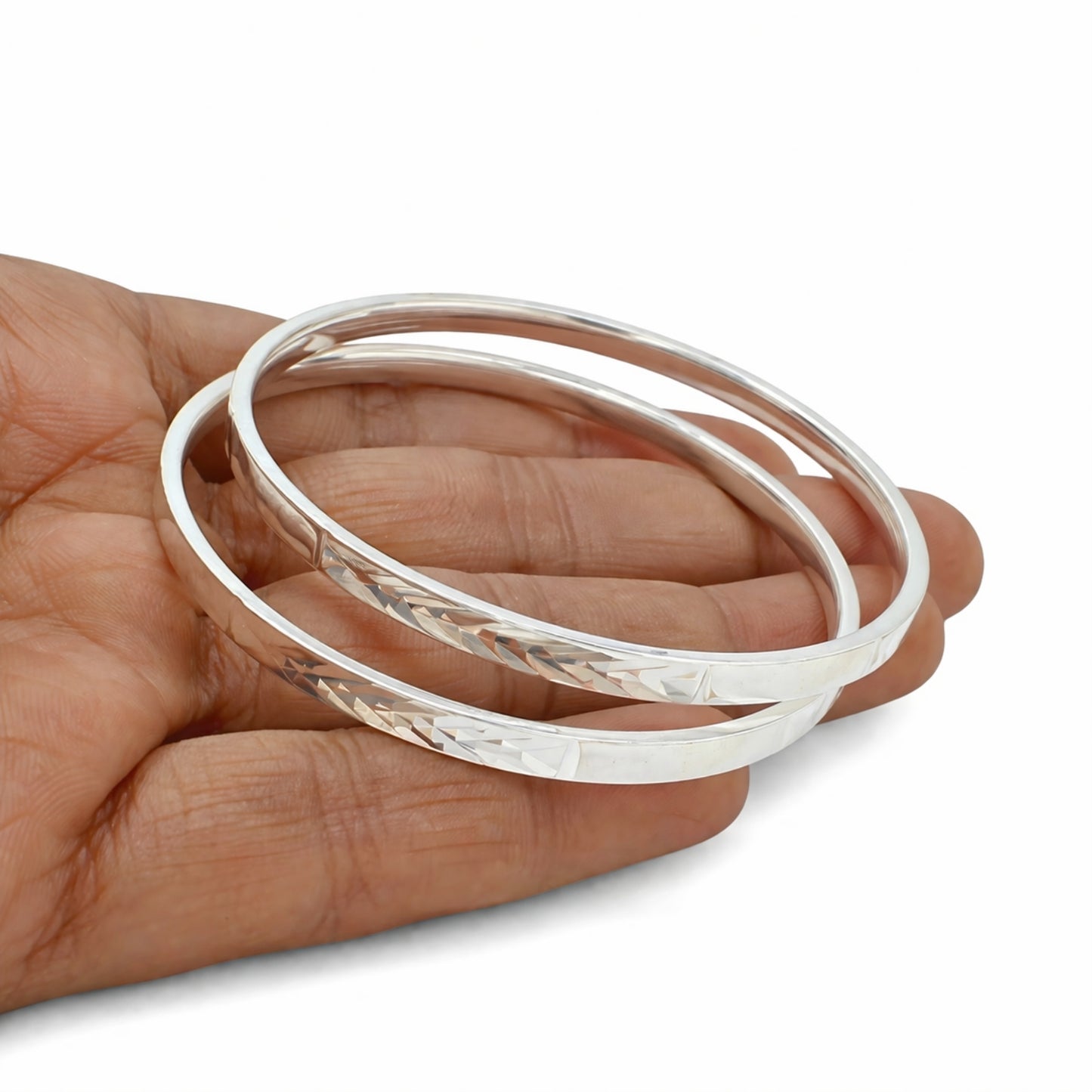 Trendy 999 Pure Silver Women Bangles Bracelet (Kangan) Pair - 5.8 CM