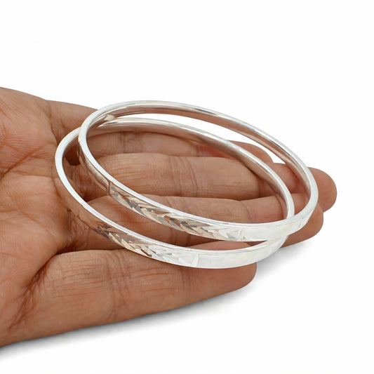Trendy 999 Pure Silver Women Bangles Bracelet (Kangan) Pair - 5.8 CM