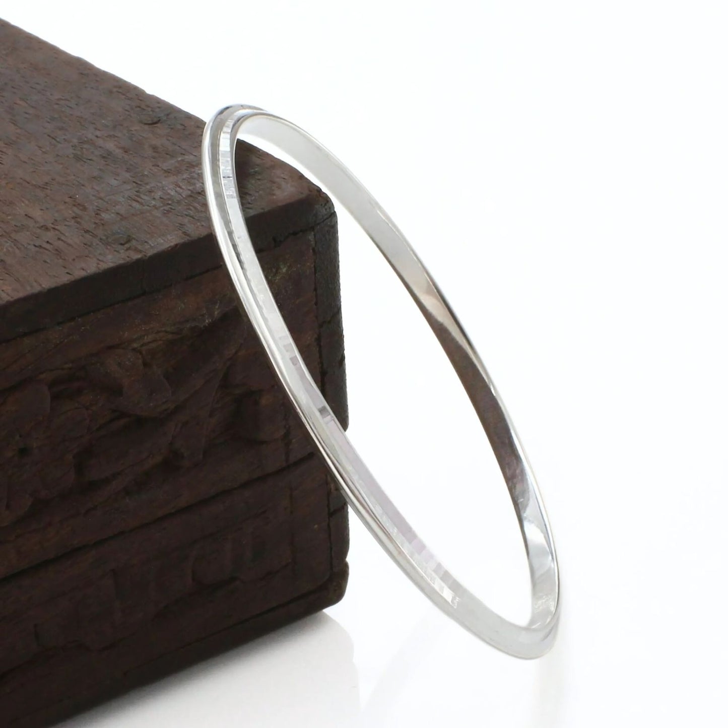 925 Real Silver V shaped Men's Bangle Bracelet - 6.6 CM