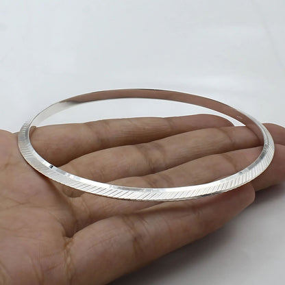 925 Real Silver elegant V Shape Men's Bangle Bracelet - 6.6 CM