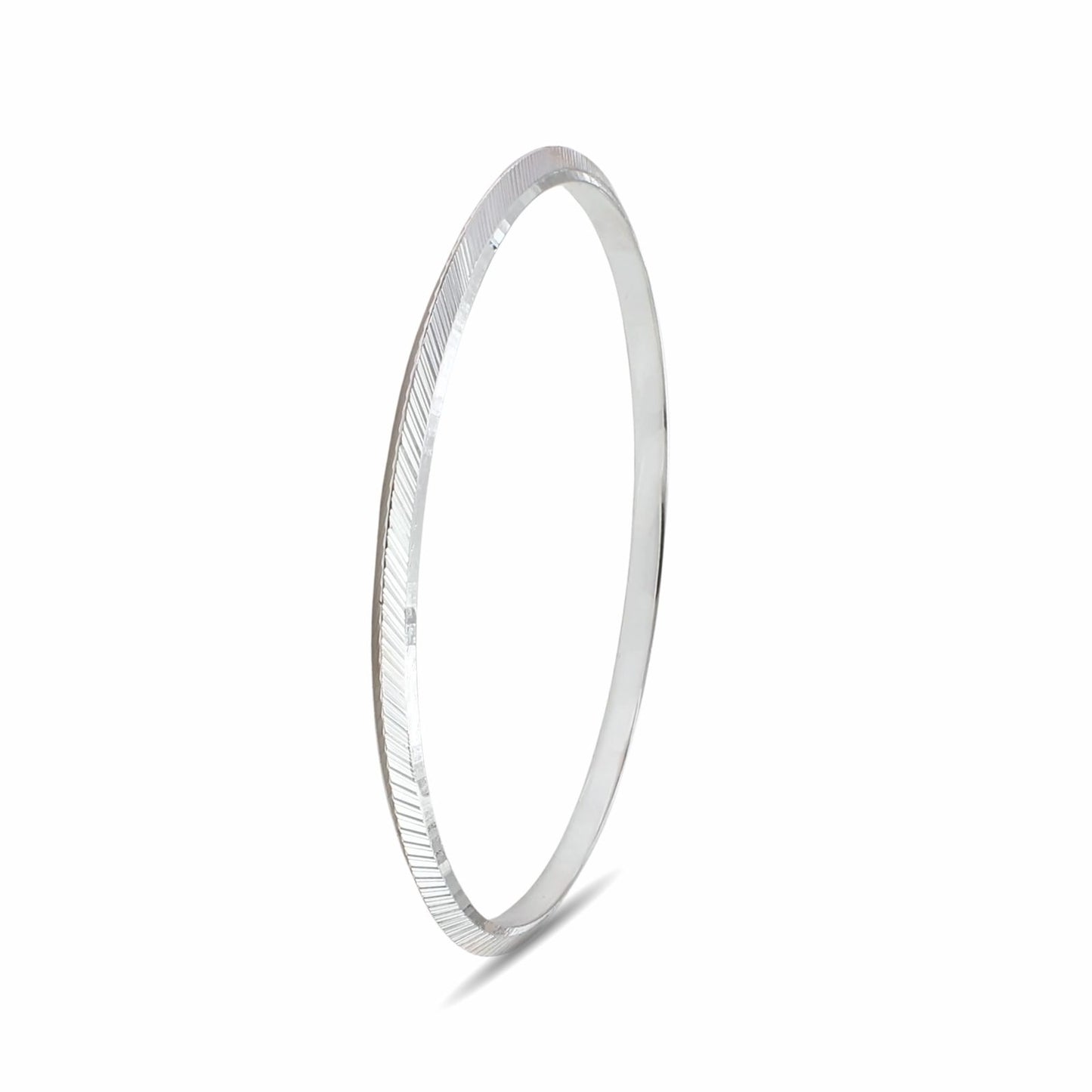 925 Real Silver elegant V Shape Men's Bangle Bracelet - 6.6 CM