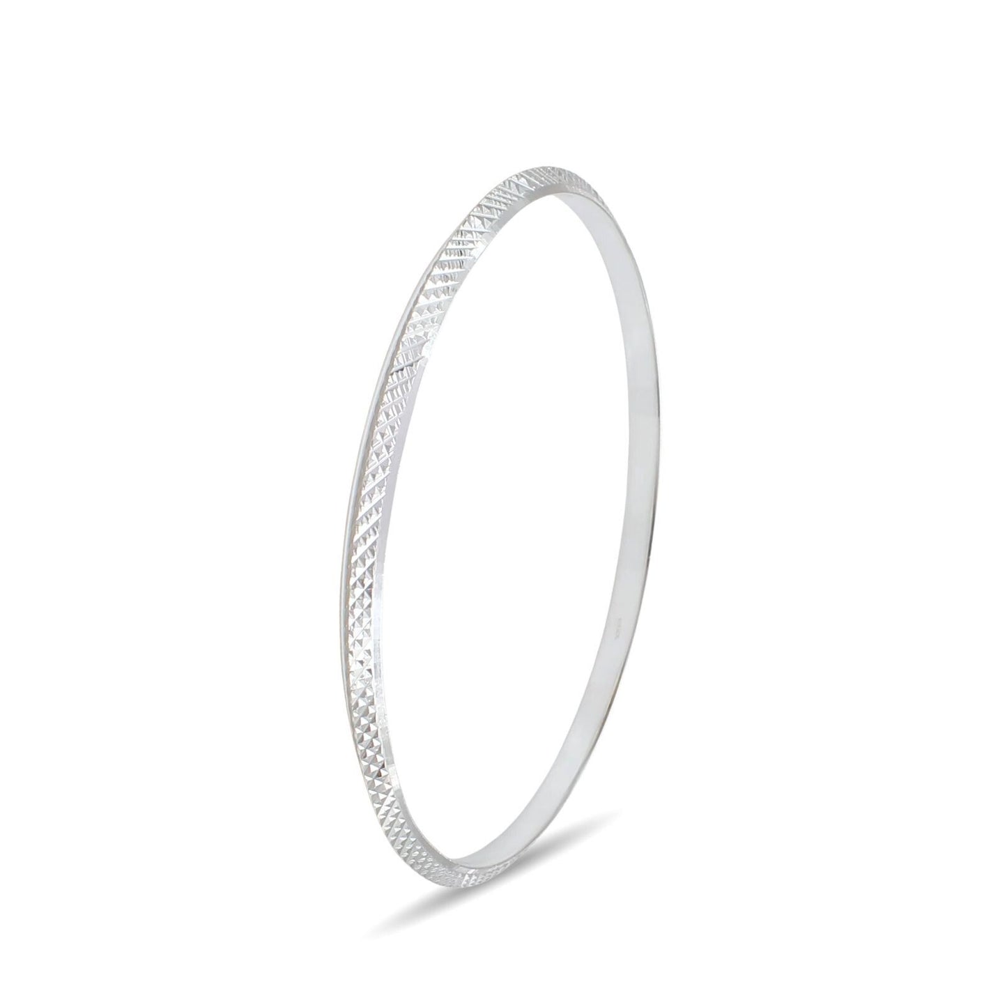 925 Real Silver V Shape Dotted Design Men's divine Bangle Bracelet - 6.8 CM