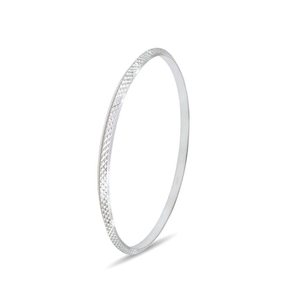 925 Real Silver V Shape Dotted Design Men's divine Bangle Bracelet - 6.8 CM