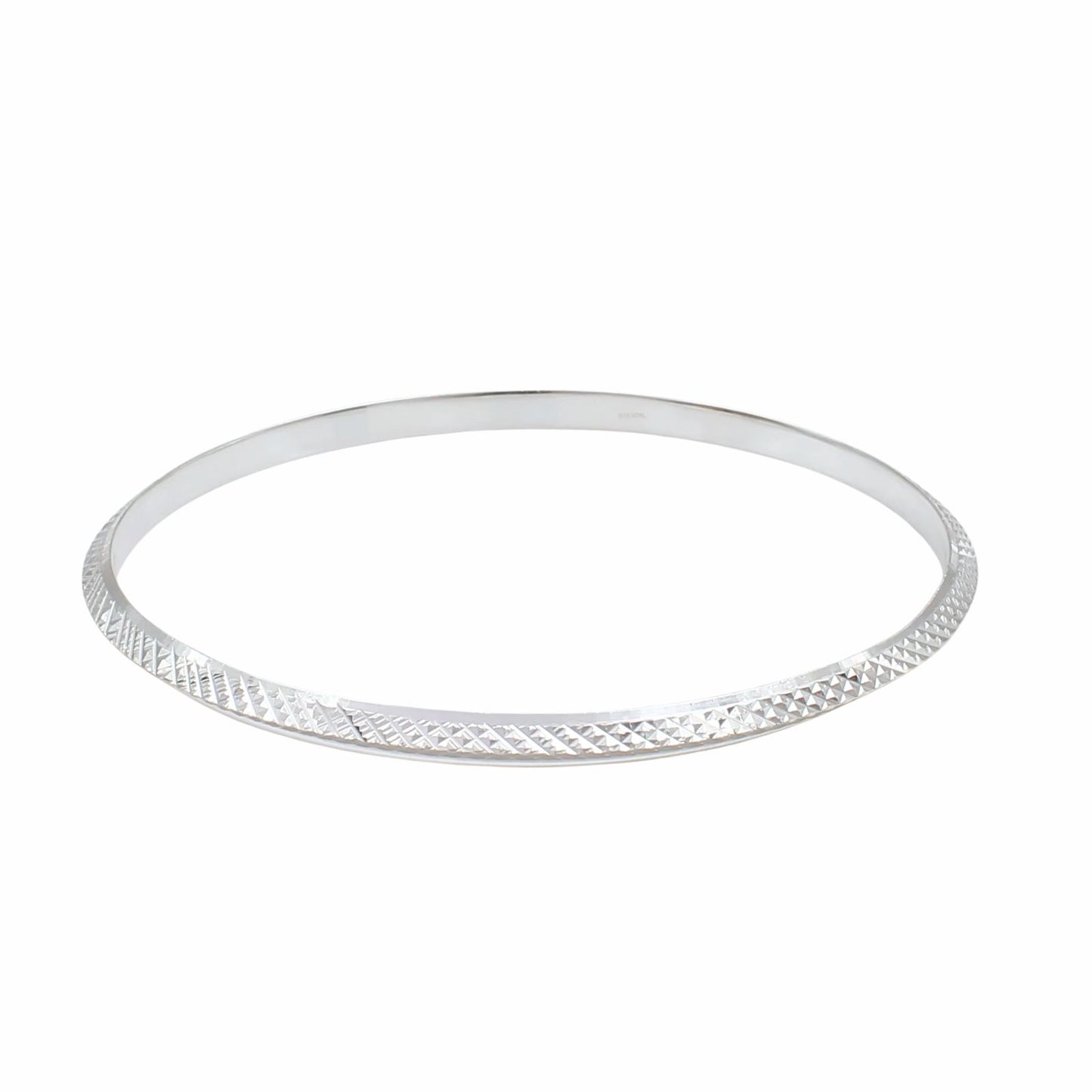 925 Real Silver V Shape Dotted Design Men's divine Bangle Bracelet - 6.8 CM