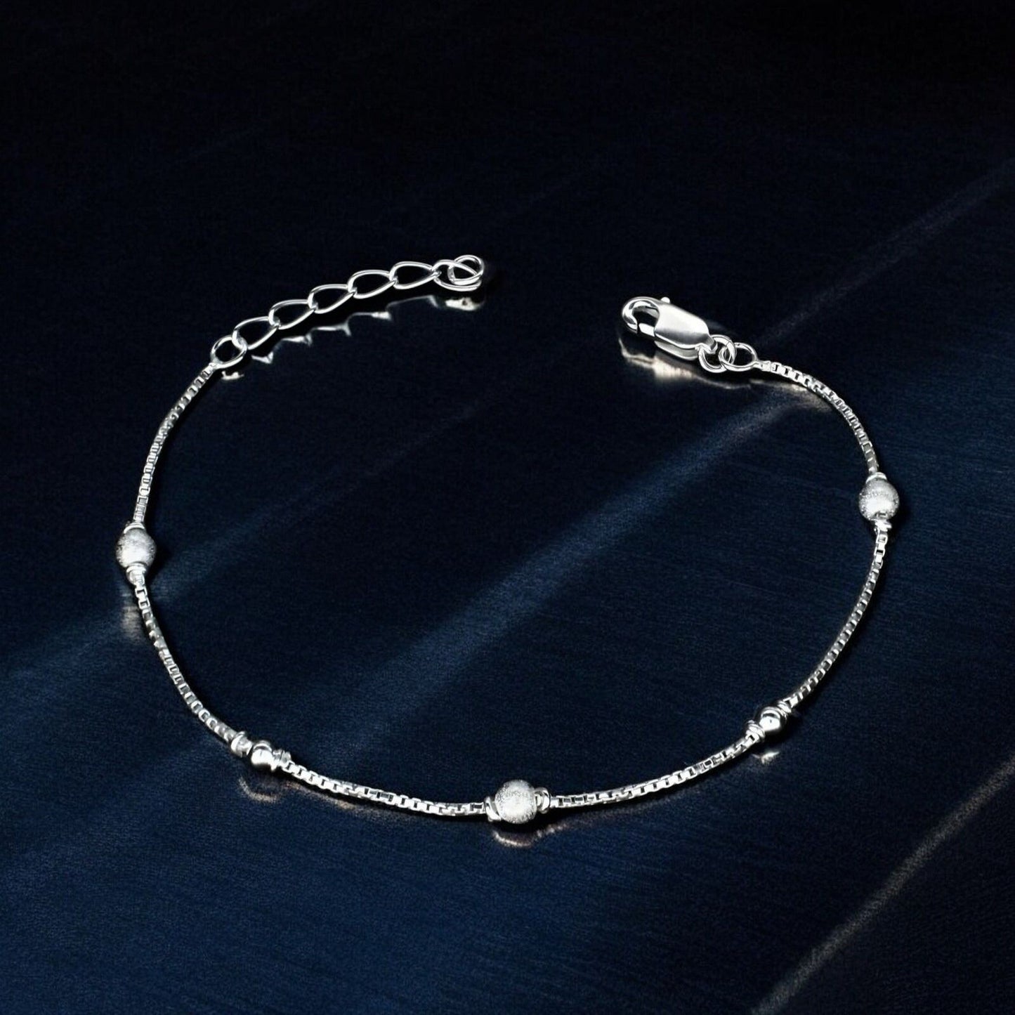 Elegant 925 Sterling Silver ball bead chain Bracelet for Girls