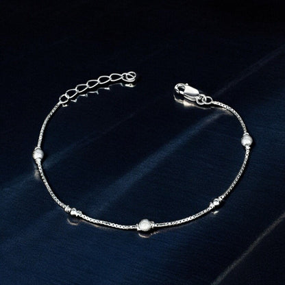 Elegant 925 Sterling Silver ball bead chain Bracelet for Girls