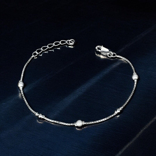 Elegant 925 Sterling Silver ball bead chain Bracelet for Girls