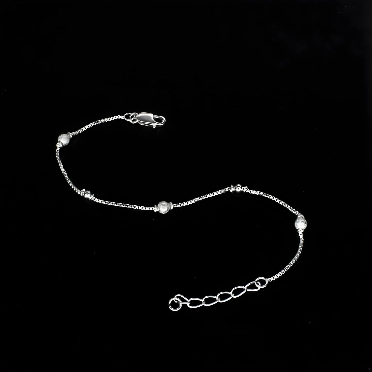 Elegant 925 Sterling Silver ball bead chain Bracelet for Girls
