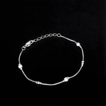 Elegant 925 Sterling Silver ball bead chain Bracelet for Girls