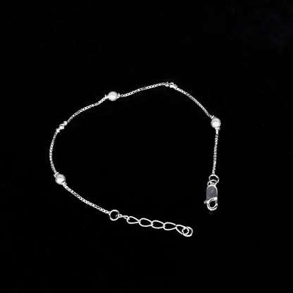 Elegant 925 Sterling Silver ball bead chain Bracelet for Girls